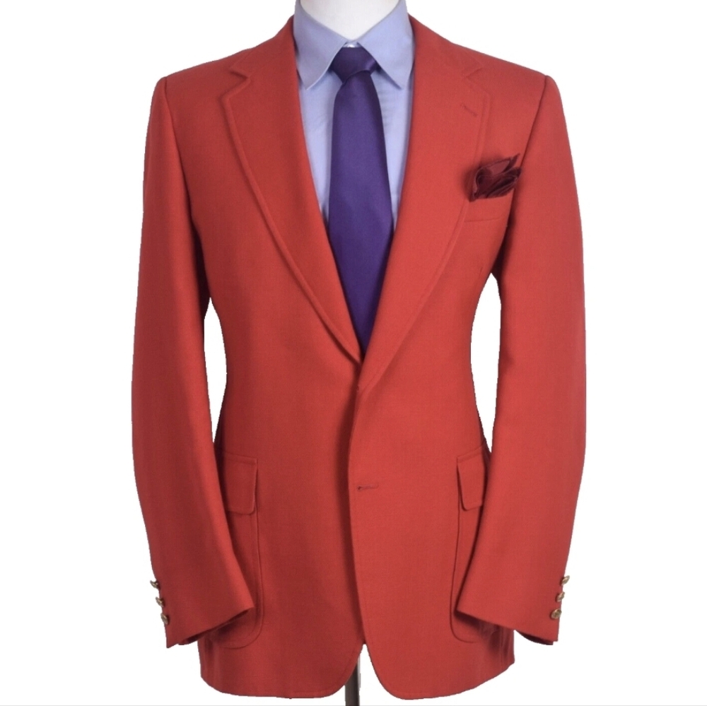 Izod Lacoste Gold Button Red Summertime Mens Sport Coat Blazer Jacket Size 44-L